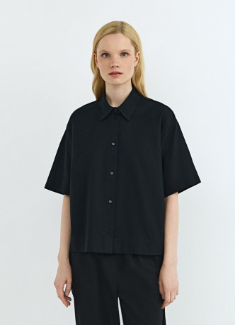 Рубашка изо льна и хлопка с коротким рукавом