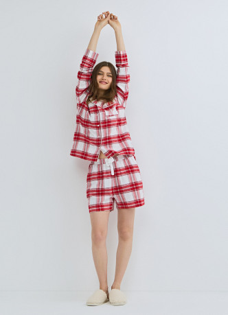 Пижамные шорты в клетку из фланели