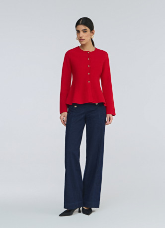 Кардиган с баской и золотыми пуговицами