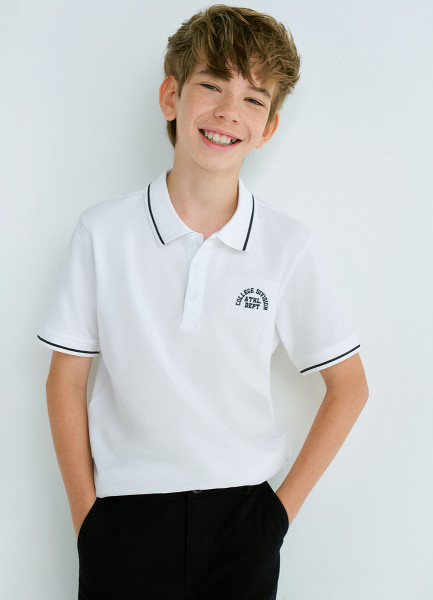 

Поло с вышивкой для мальчиков, Белый