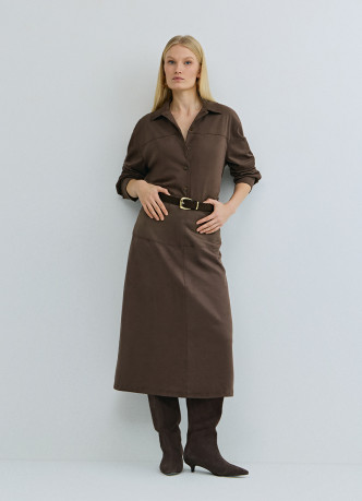 Юбка миди из искусственной замши