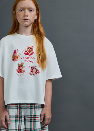 Футболка пижамная с принтом для девочек