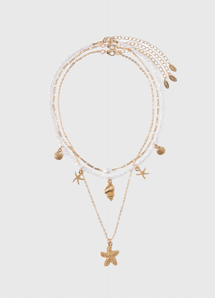 

Многослойное колье с подвесками в морском стиле, Мультицвет