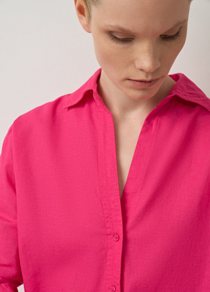 Рубашка из хлопка и льна, Красный O`Stin LS4693O02-X4, размер 48 - фото 5