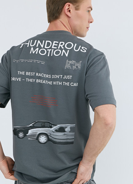 

Футболка с принтом, Серый