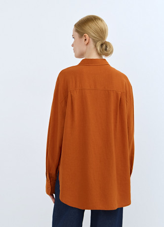 Рубашка с длинным рукавом из смесового льна