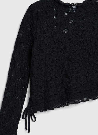 Кружевной лонгслив с завязками для девочек