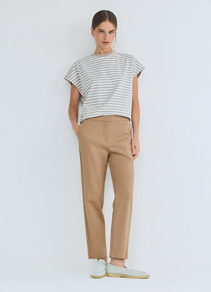 

Зауженные прямые брюки, Бежевый