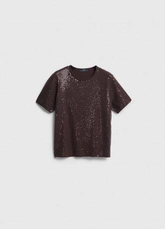 Джемпер с пайетками и коротким рукавом