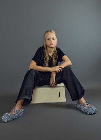 Джинсы Straight с люрексом для девочек