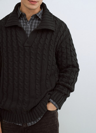 Вязаный джемпер поло с косами