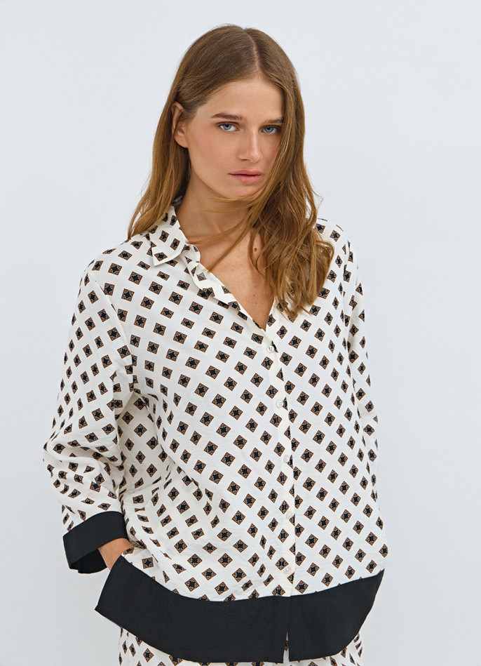 Принтованная блузка с рукавом 7/8