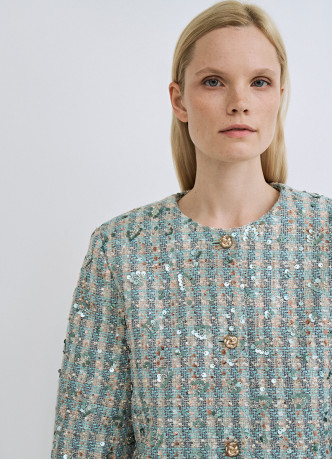 Укороченный твидовый жакет