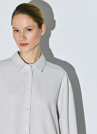 Рубашка с длинным рукавом из смесового льна