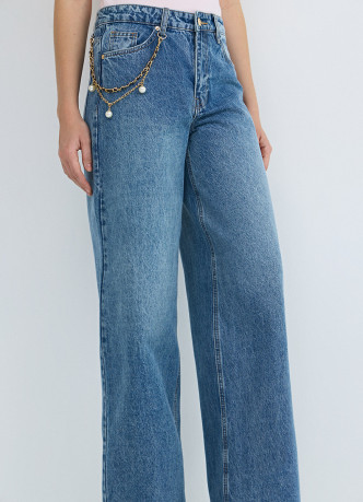Широкие джинсы Wide leg с обвесом