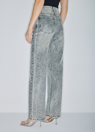 Блестящие прямые джинсы с пайетками