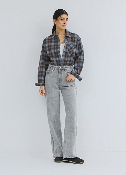 Широкие джинсы с высокой посадкой Серый 3999₽