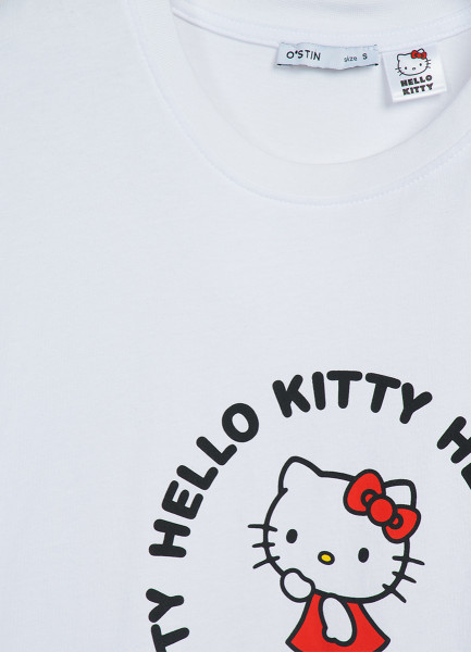 Футболка с принтом Hello Kitty 31565000299 Белый, размер 44,42,46,48, фото 7