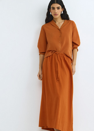 Юбка изо льна с поясом на кулиске