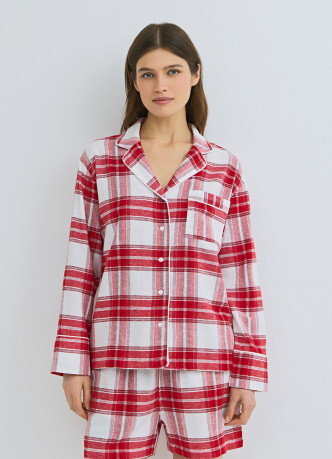 Пижамная рубашка в клетку из фланели
