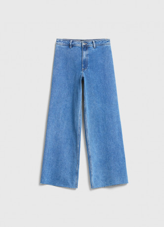 Укороченные широкие джинсы