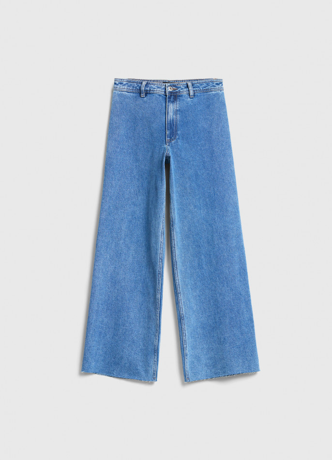 Укороченные широкие джинсы