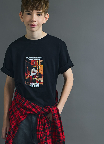 

Футболка с принтом для мальчиков, Черный