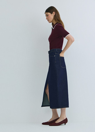 Джинсовая юбка миди