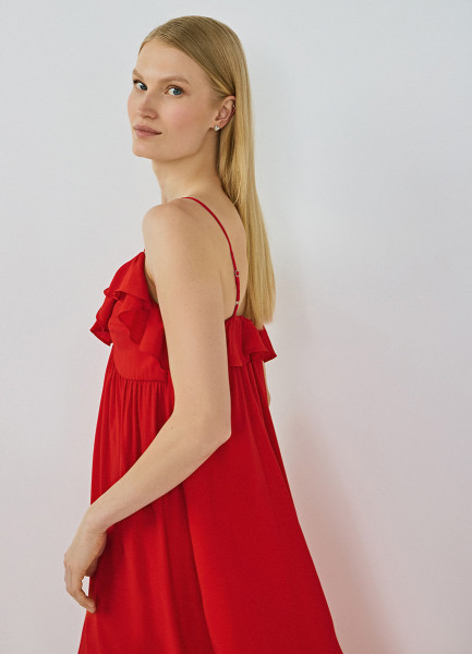 

Сарафан из вискозы с рюшами, Красный