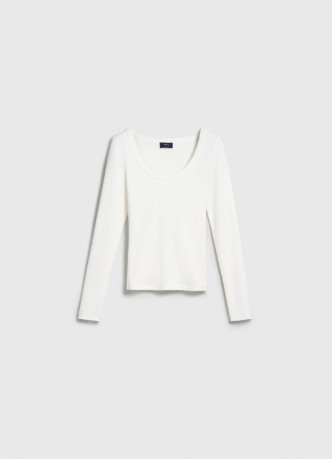 Приталенный лонгслив в рубчик