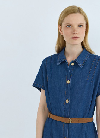 Платье-рубашка из денима