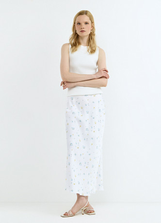 Юбка миди с цветочным принтом