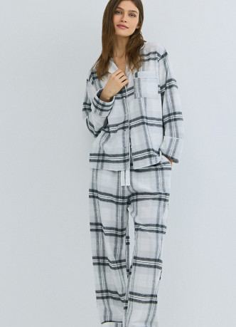 Пижамная рубашка в клетку из фланели