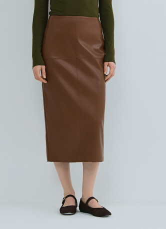 Прямая юбка миди из искусственной кожи