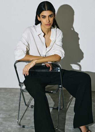 Рубашка с длинным рукавом из смесового льна