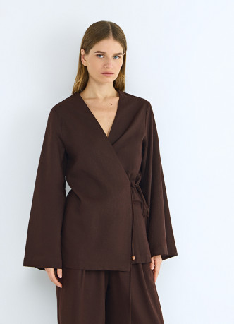 Рубашка изо льна с завязкой