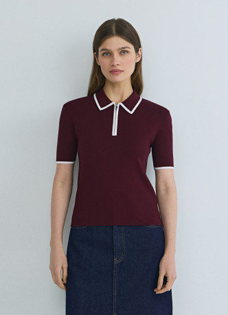 Джемпер с воротником поло на молнии