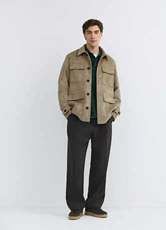 Куртка из искусственной замши с карманами