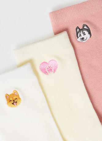 Высокие носки с вышивкой для девочек, 3 пары