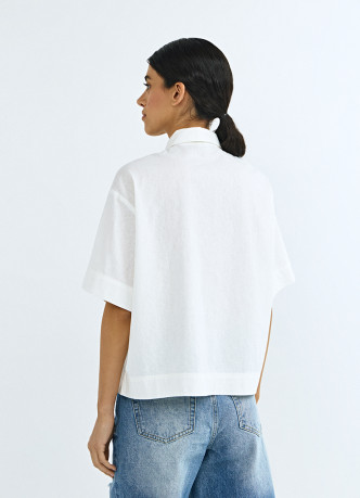 Рубашка изо льна и хлопка с коротким рукавом