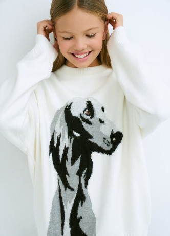 Вязаный джемпер с принтом для девочек