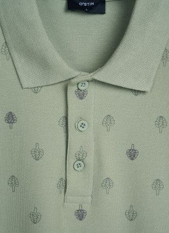 Поло из хлопка с принтом