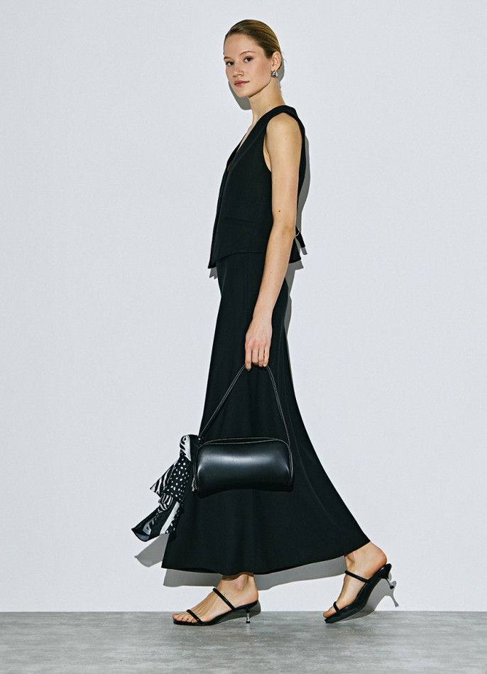 Юбка миди А-силуэта с эластичным поясом