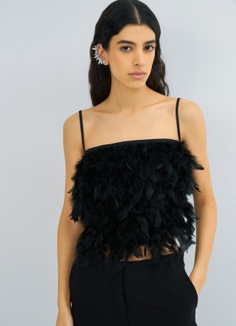 Топ с натуральными перьями