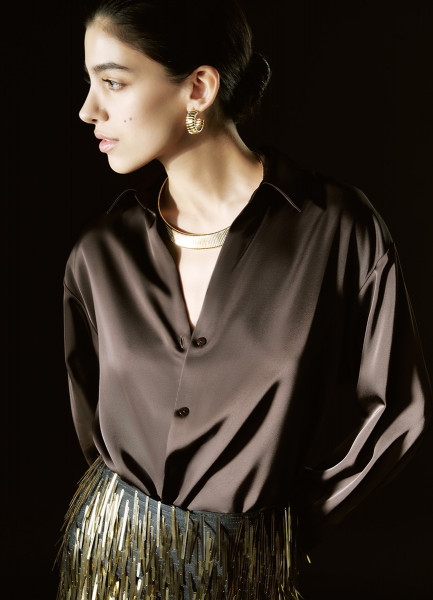 

Сатиновая блузка, Коричневый