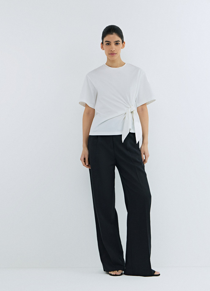 Прямые брюки со льном