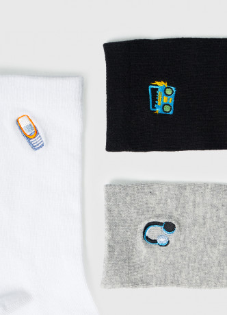 Высокие носки с вышивкой для мальчиков, 3 пары