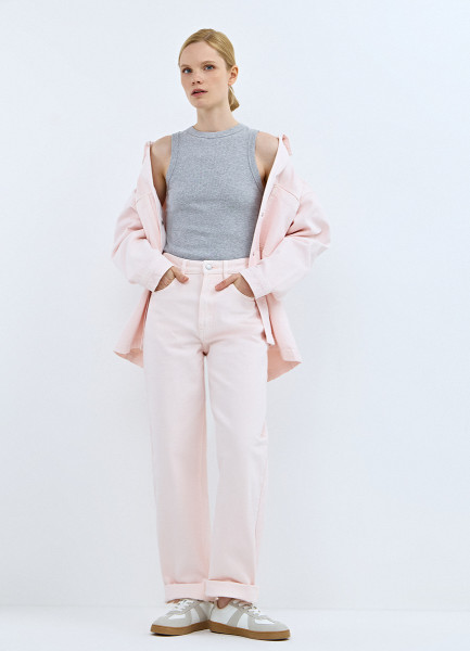 Базовая майка в рубчик, Серый