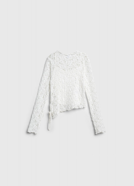 

Кружевной лонгслив с завязками для девочек, Белый