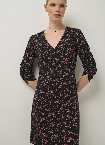 Платье мини из вискозы, Розовый O`Stin LR4688O02-X5, размер 44